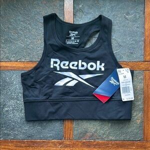 Reebok Black and White Logo Sports Bra